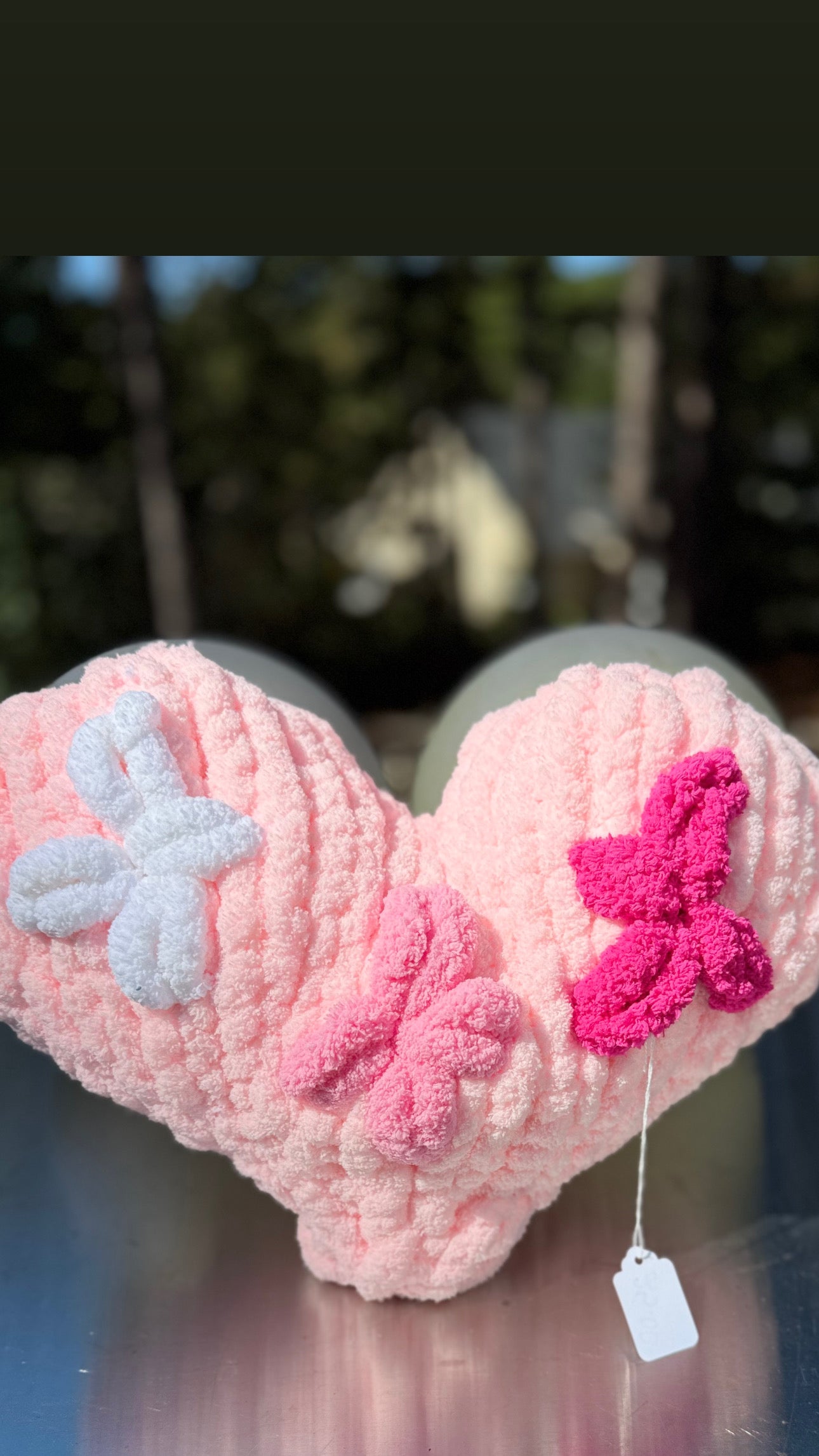 Handmade Knit Heart Pillow