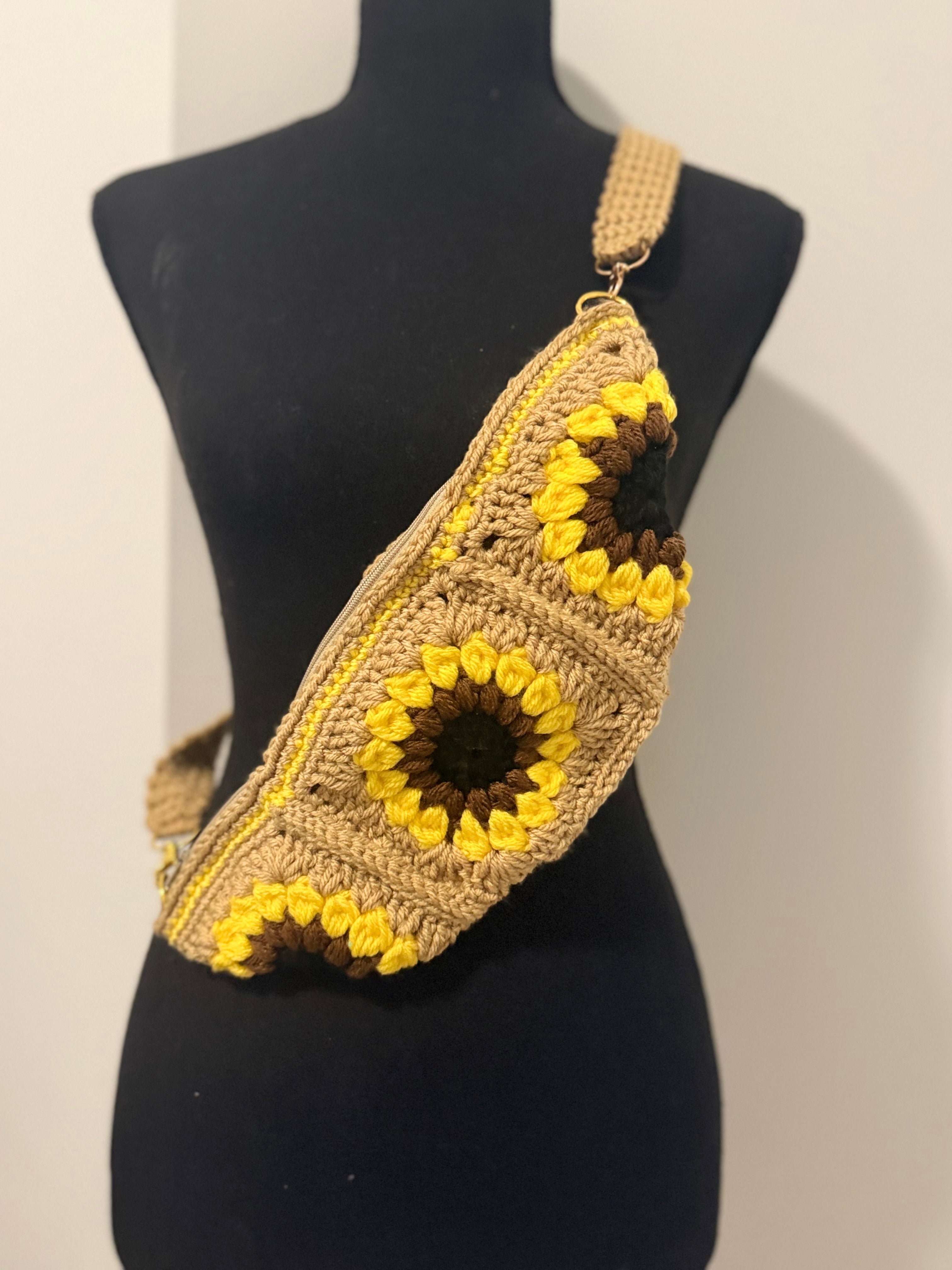 Handmade Crochet Sunflower Fanny Pack