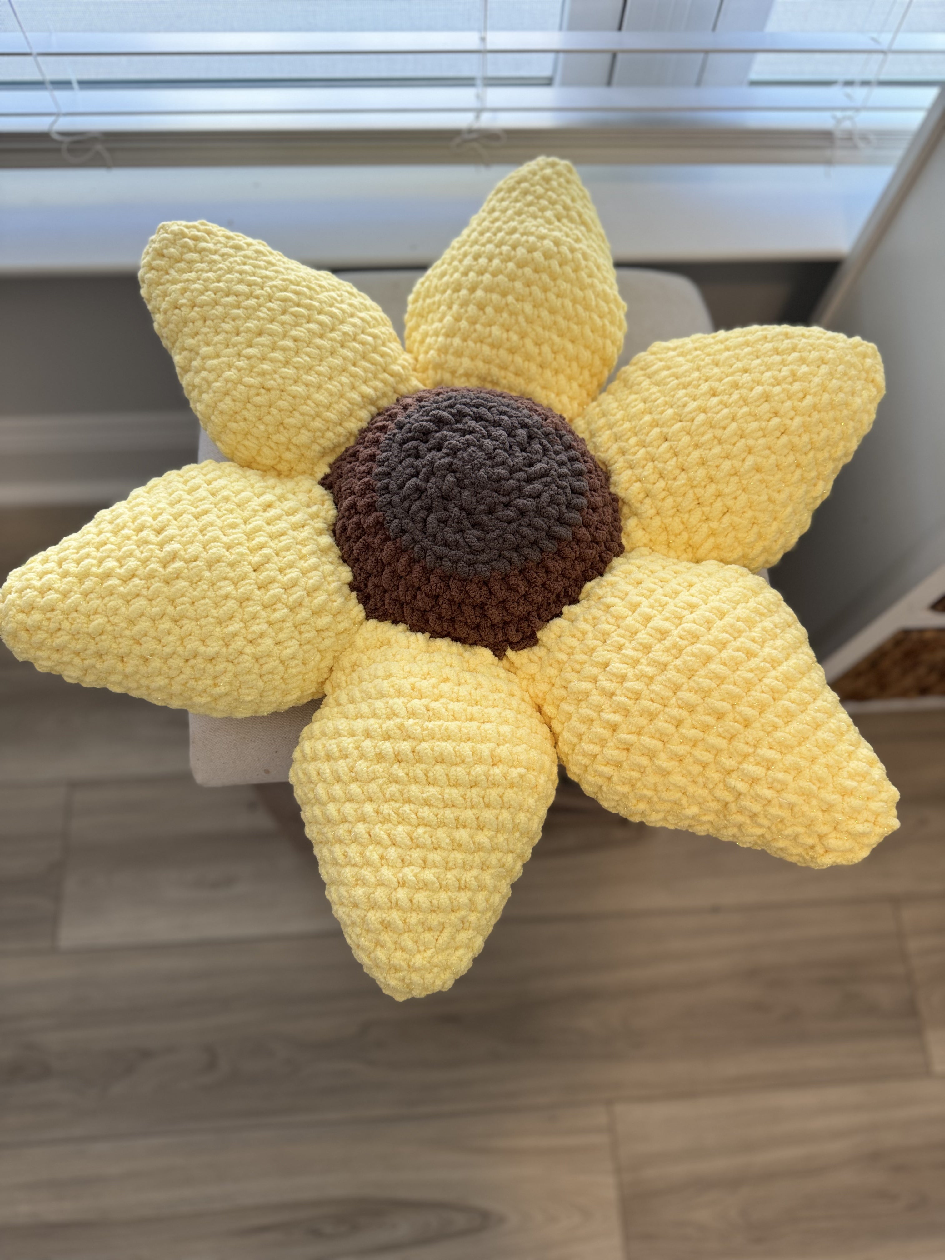Handmade Crochet Sunflower Pillow