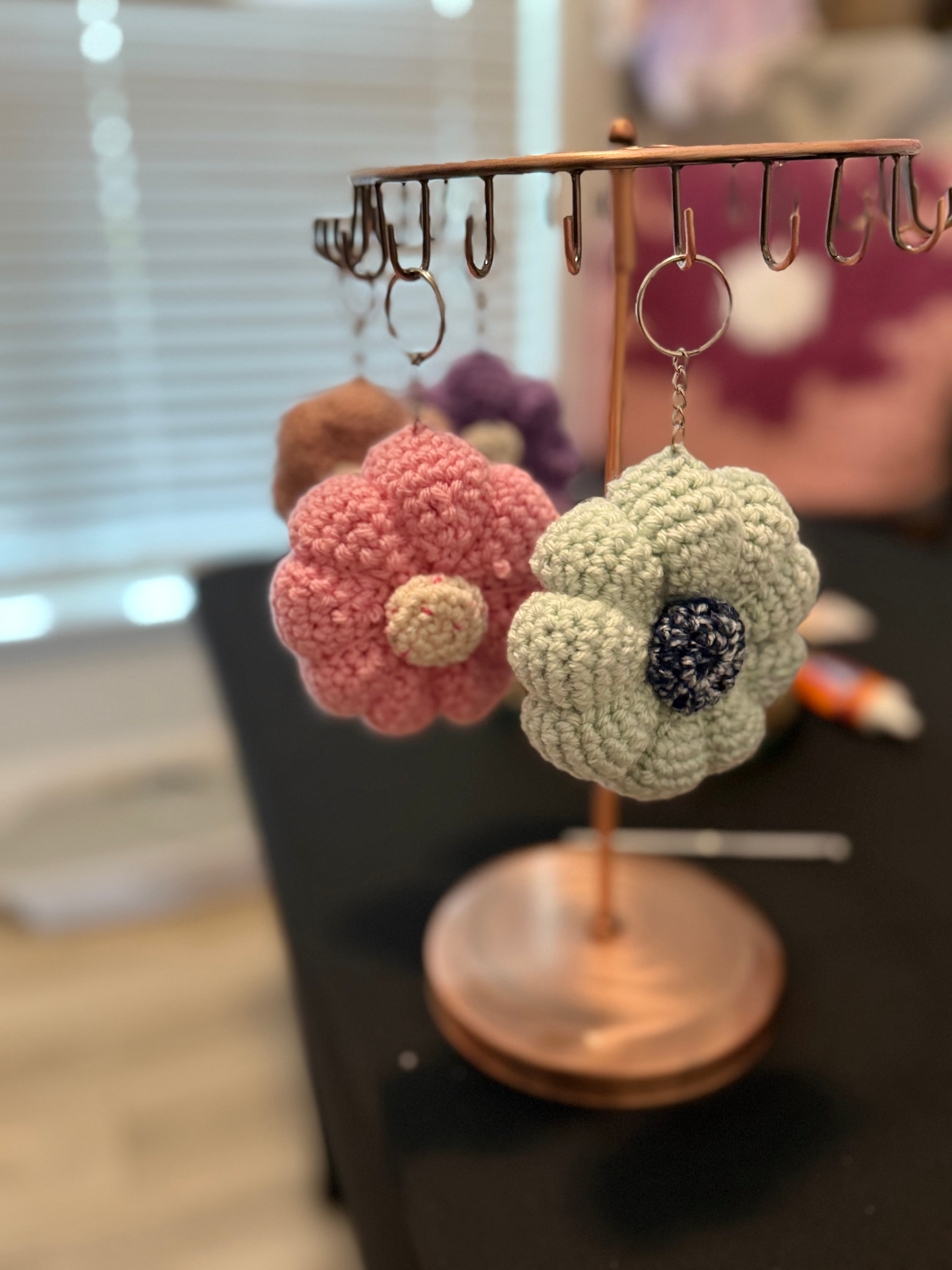 Handmade Crochet Flower Keychain