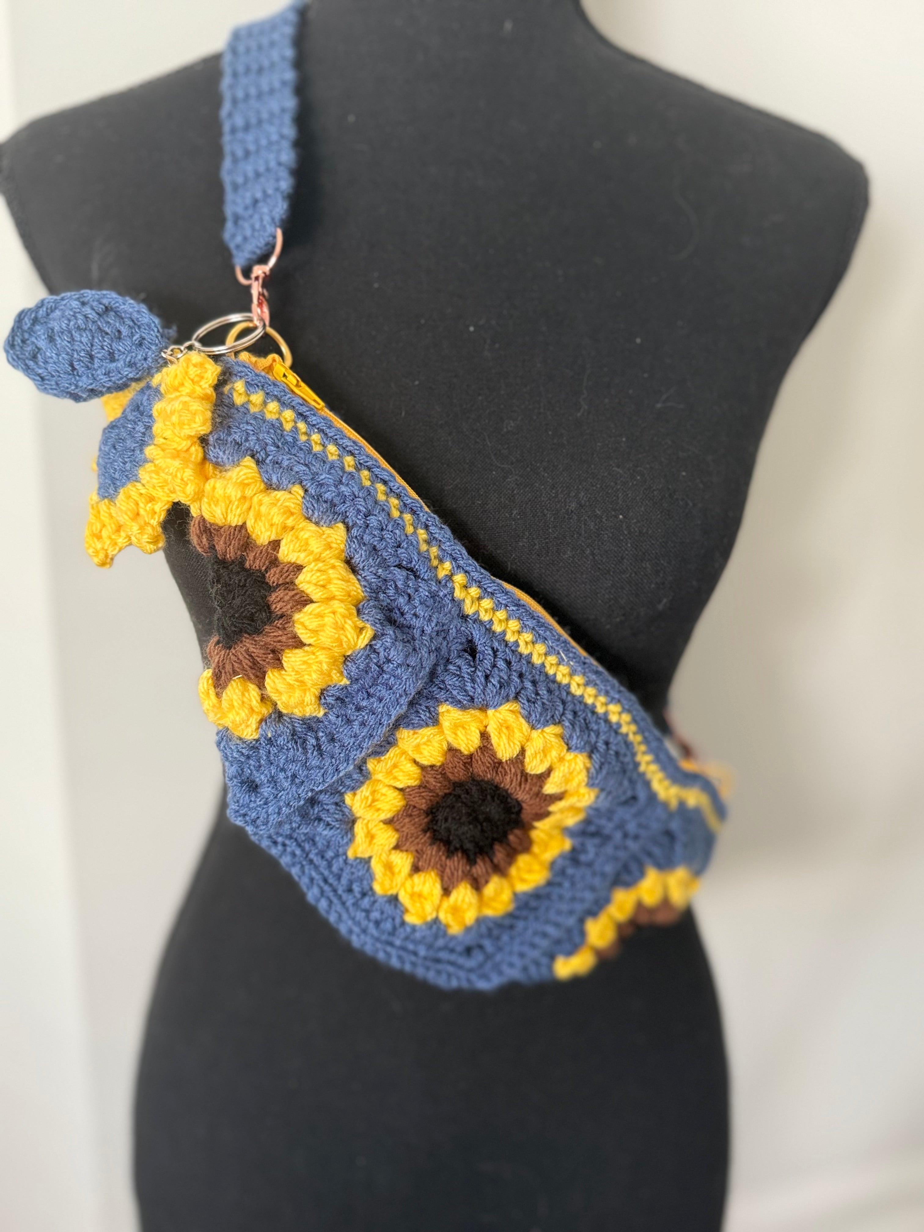 Handmade Crochet Sunflower Fanny Pack