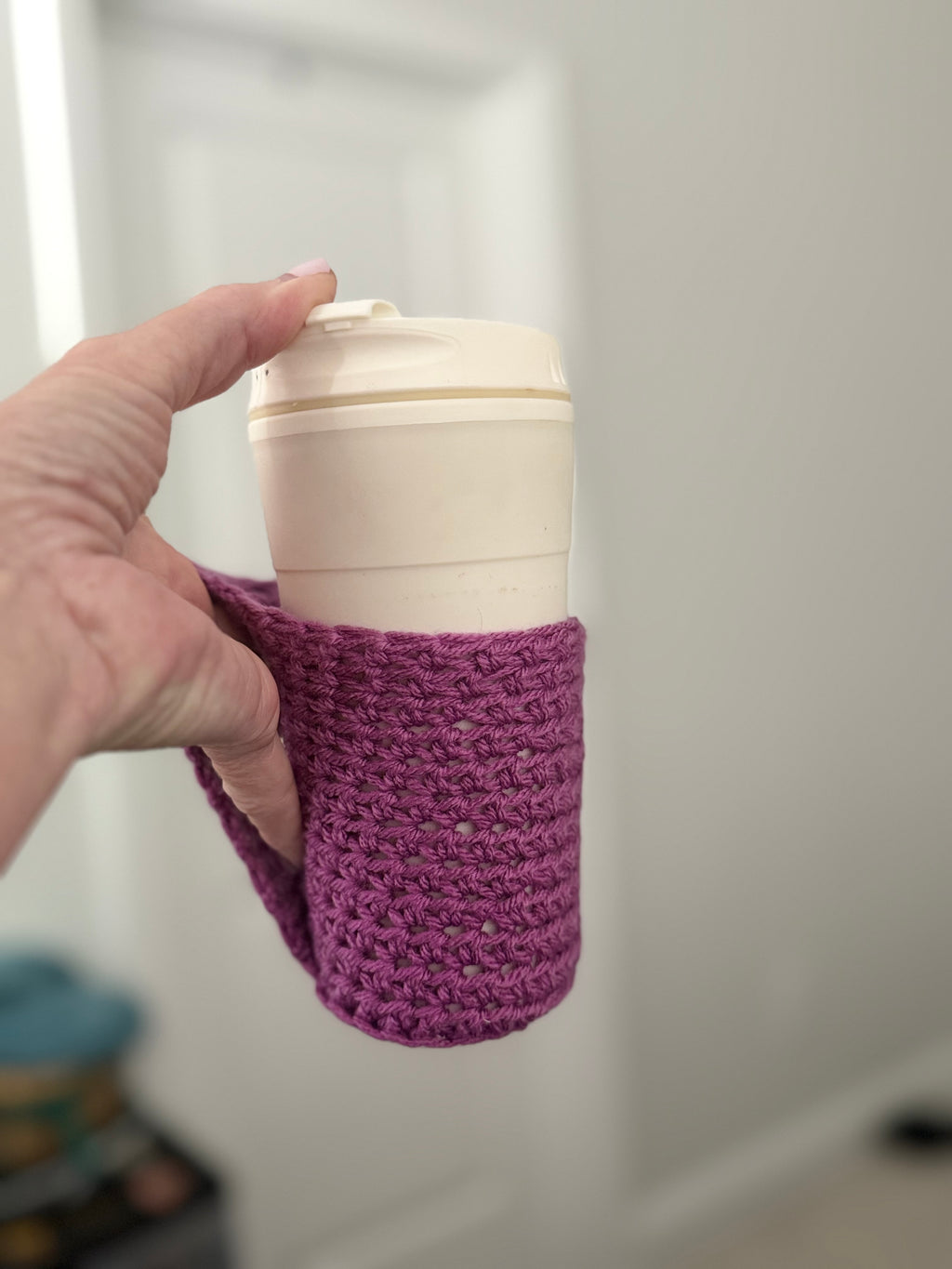 Handmade Crochet Coffee Koozie With Handle