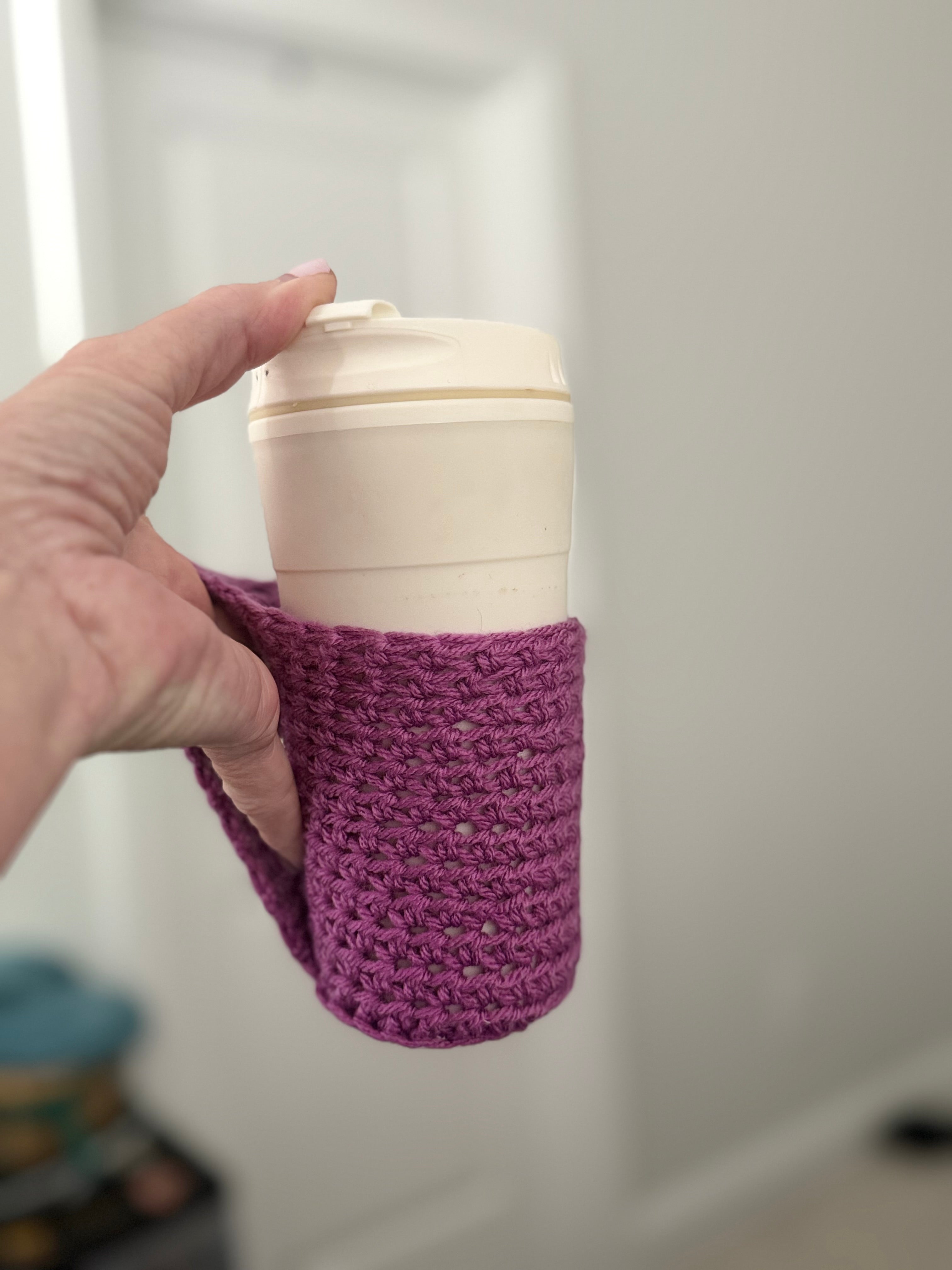 Handmade Crochet Coffee Koozie With Handle