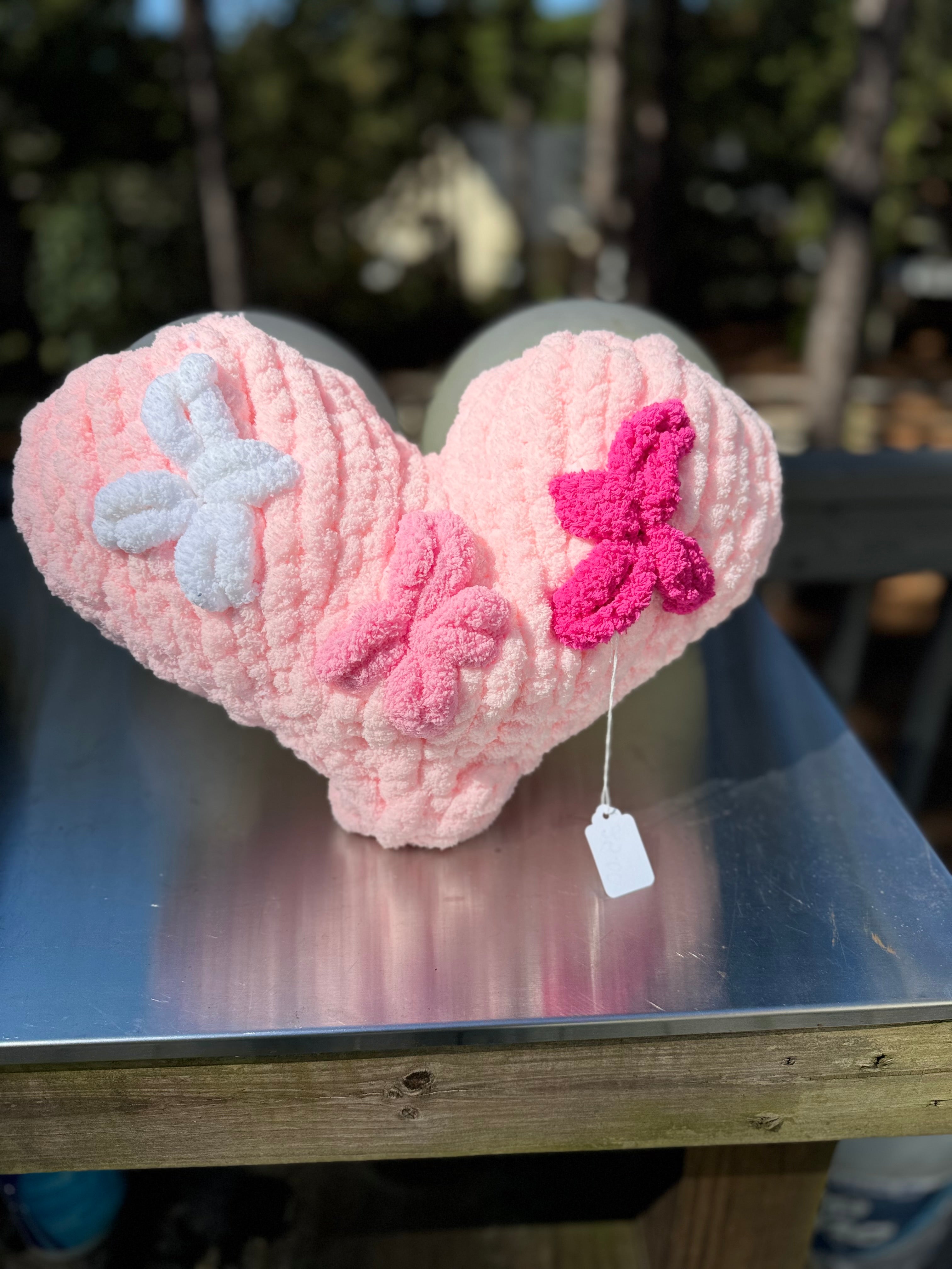 Handmade Knit Heart Pillow