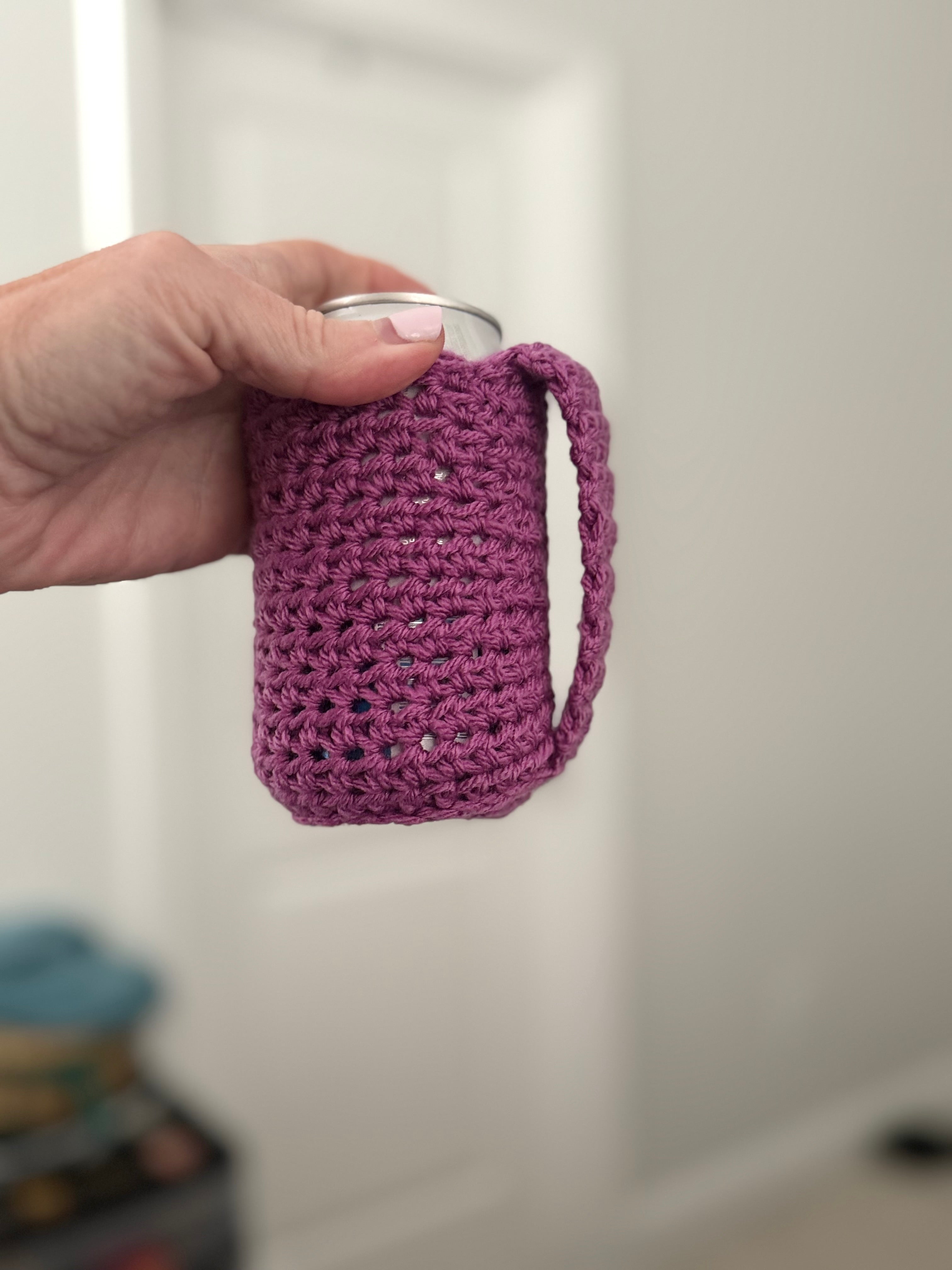 Handmade Crochet Coffee Koozie With Handle