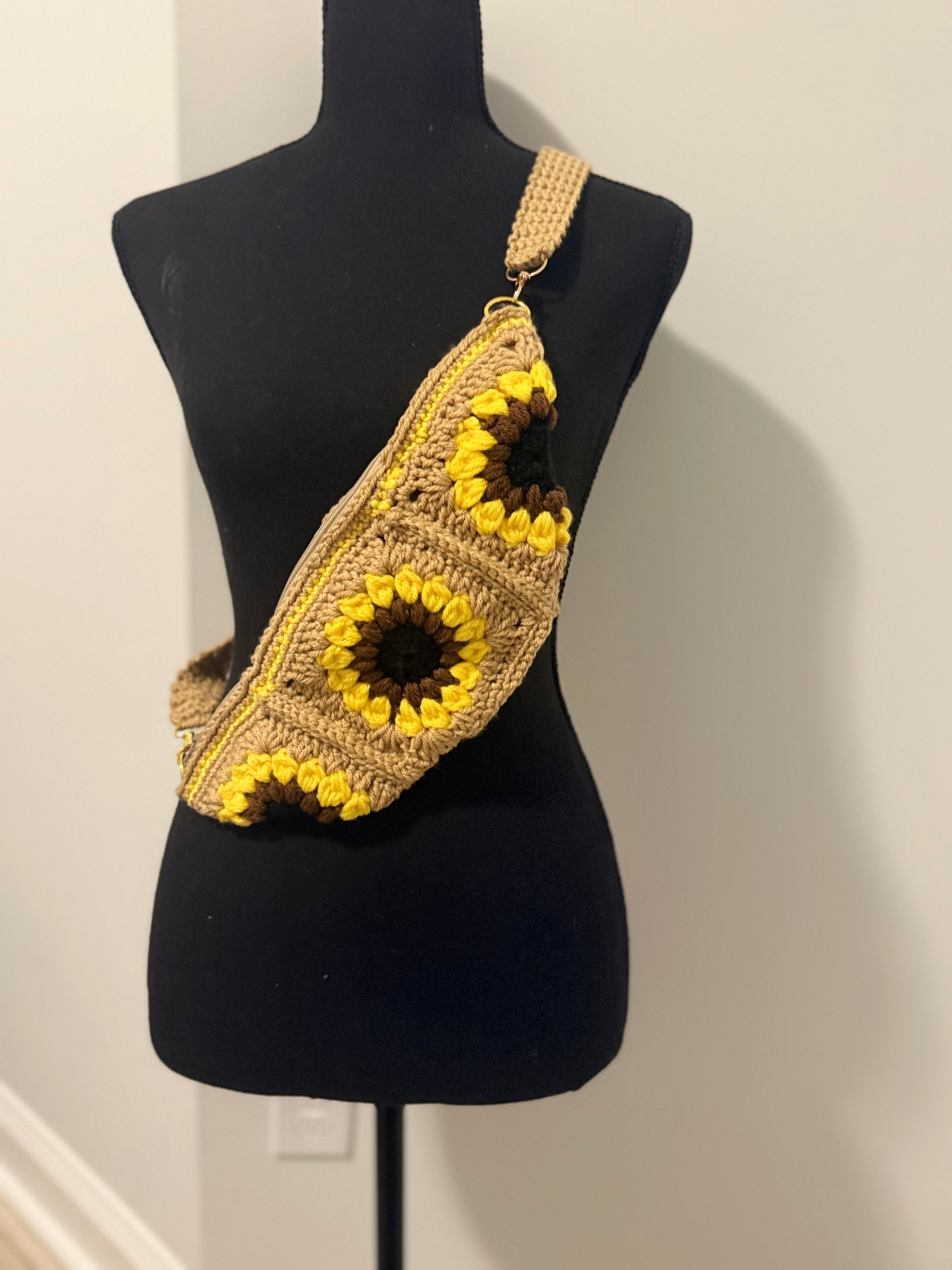 Handmade Crochet Sunflower Fanny Pack