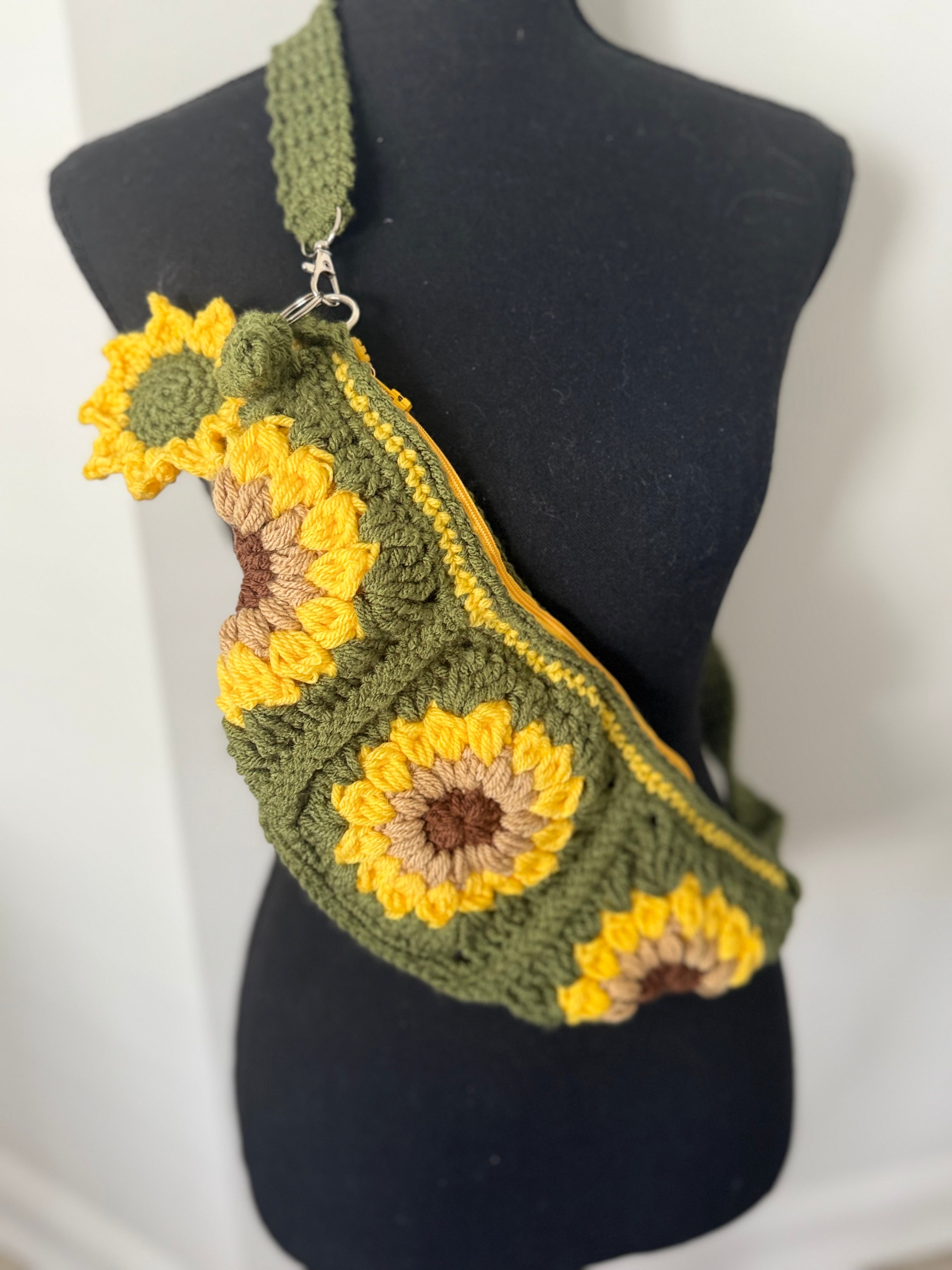 Handmade Crochet Sunflower Fanny Pack