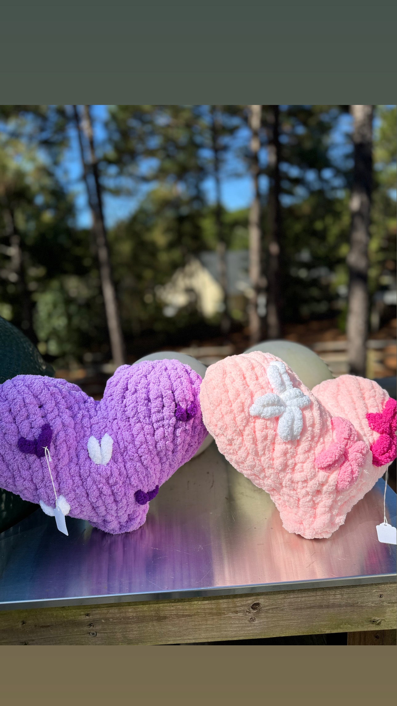 Handmade Knit Heart Pillow