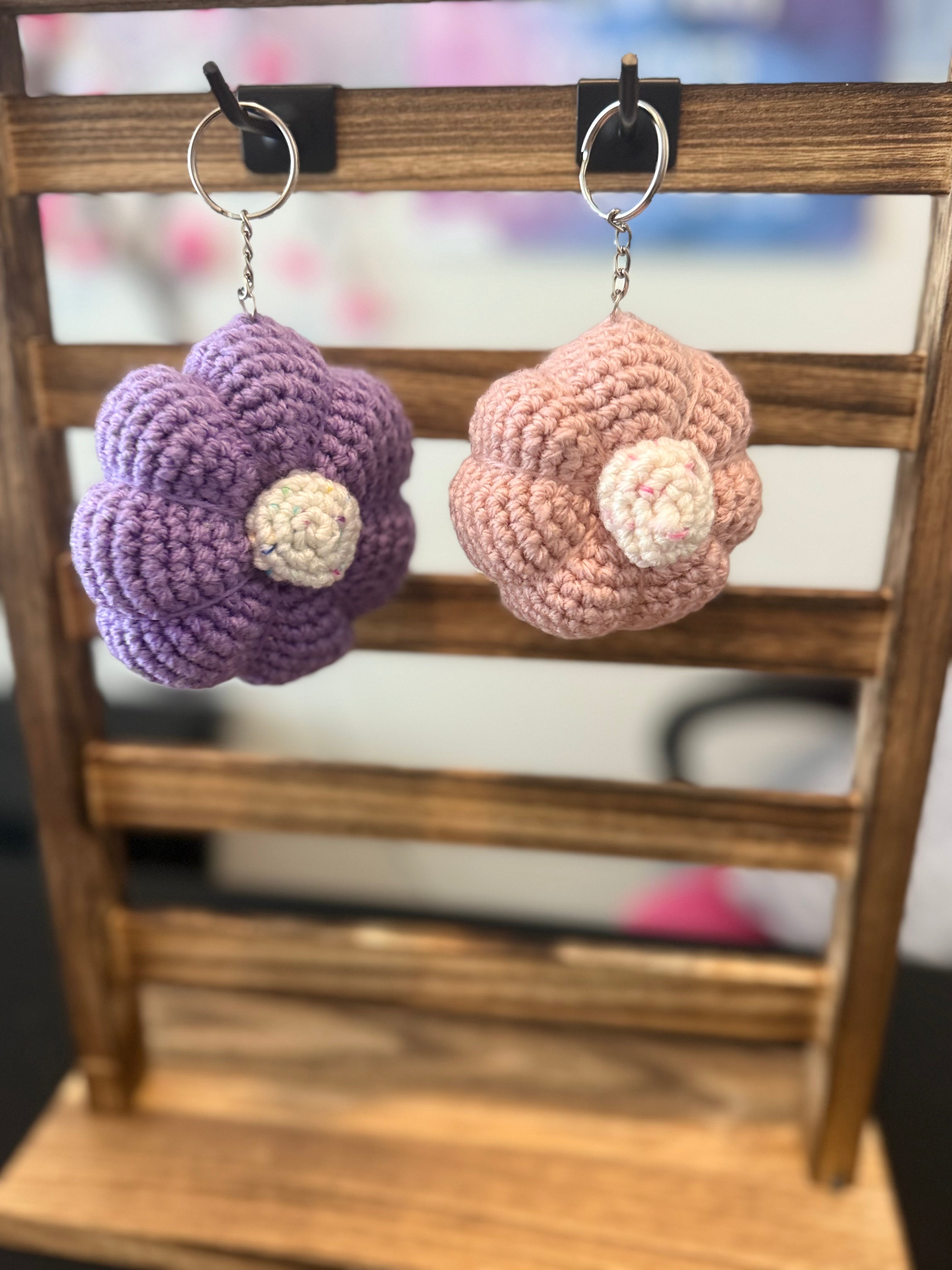 Handmade Crochet Flower Keychain