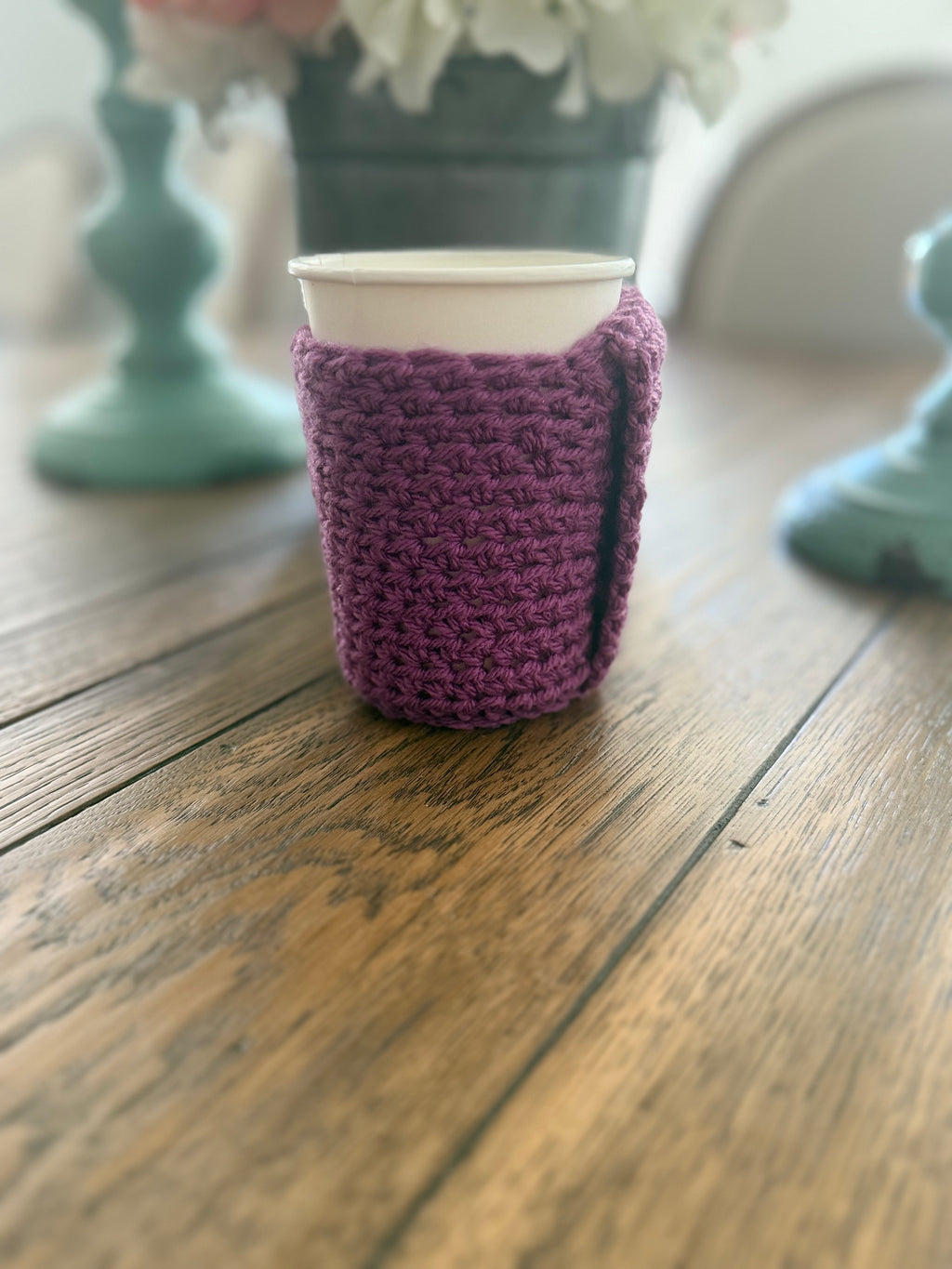 Handmade Crochet Coffee Koozie With Handle
