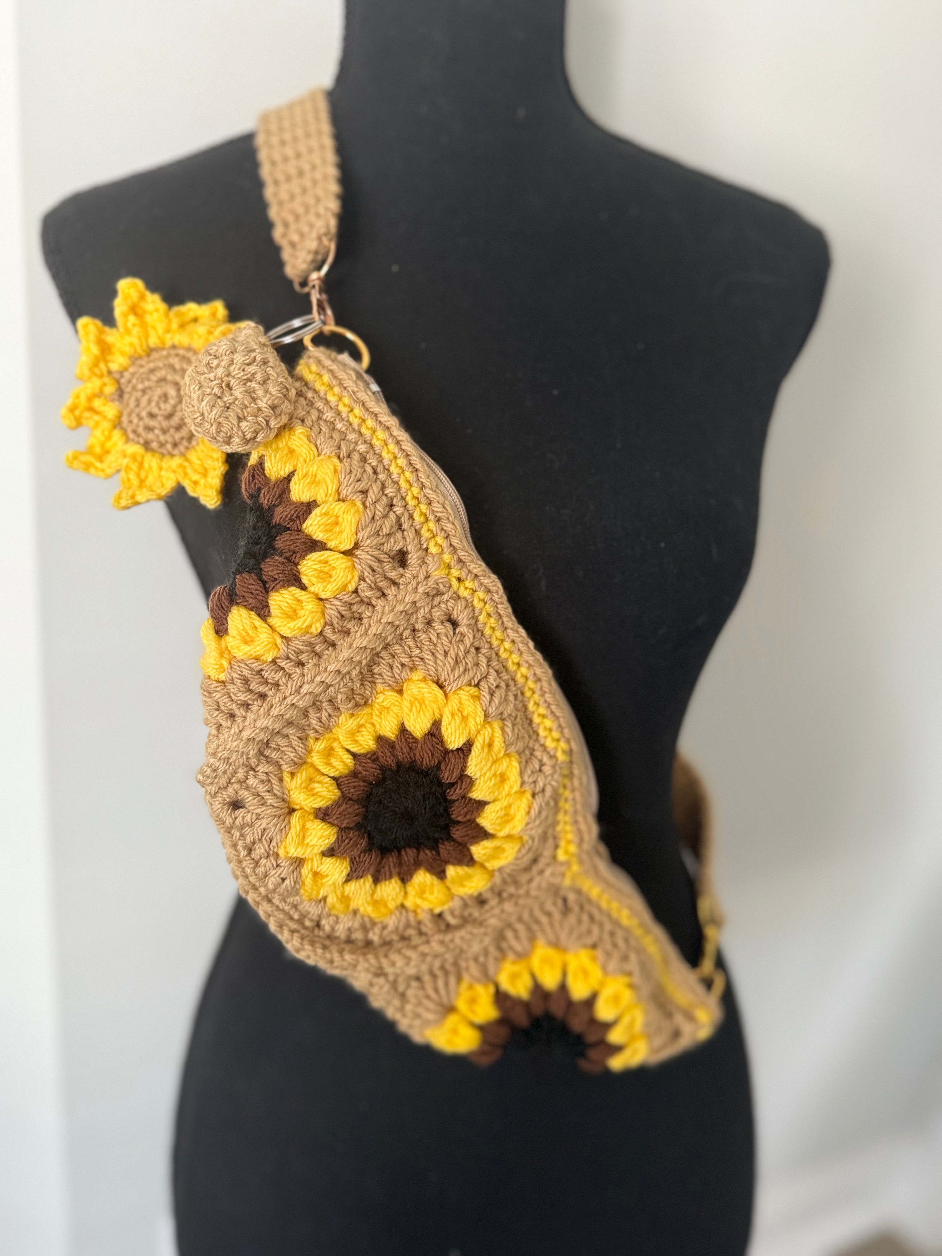 Handmade Crochet Sunflower Fanny Pack