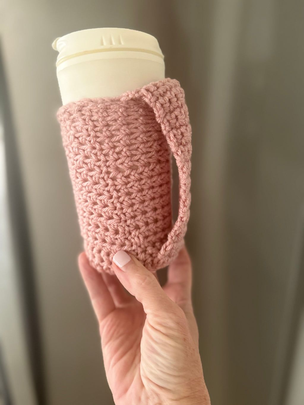 Handmade Crochet Coffee Koozie With Handle