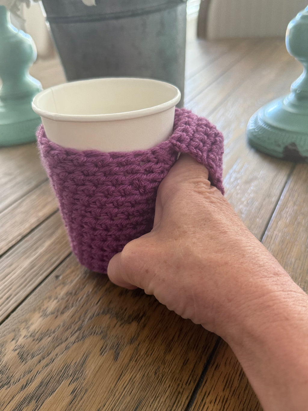 Handmade Crochet Coffee Koozie With Handle