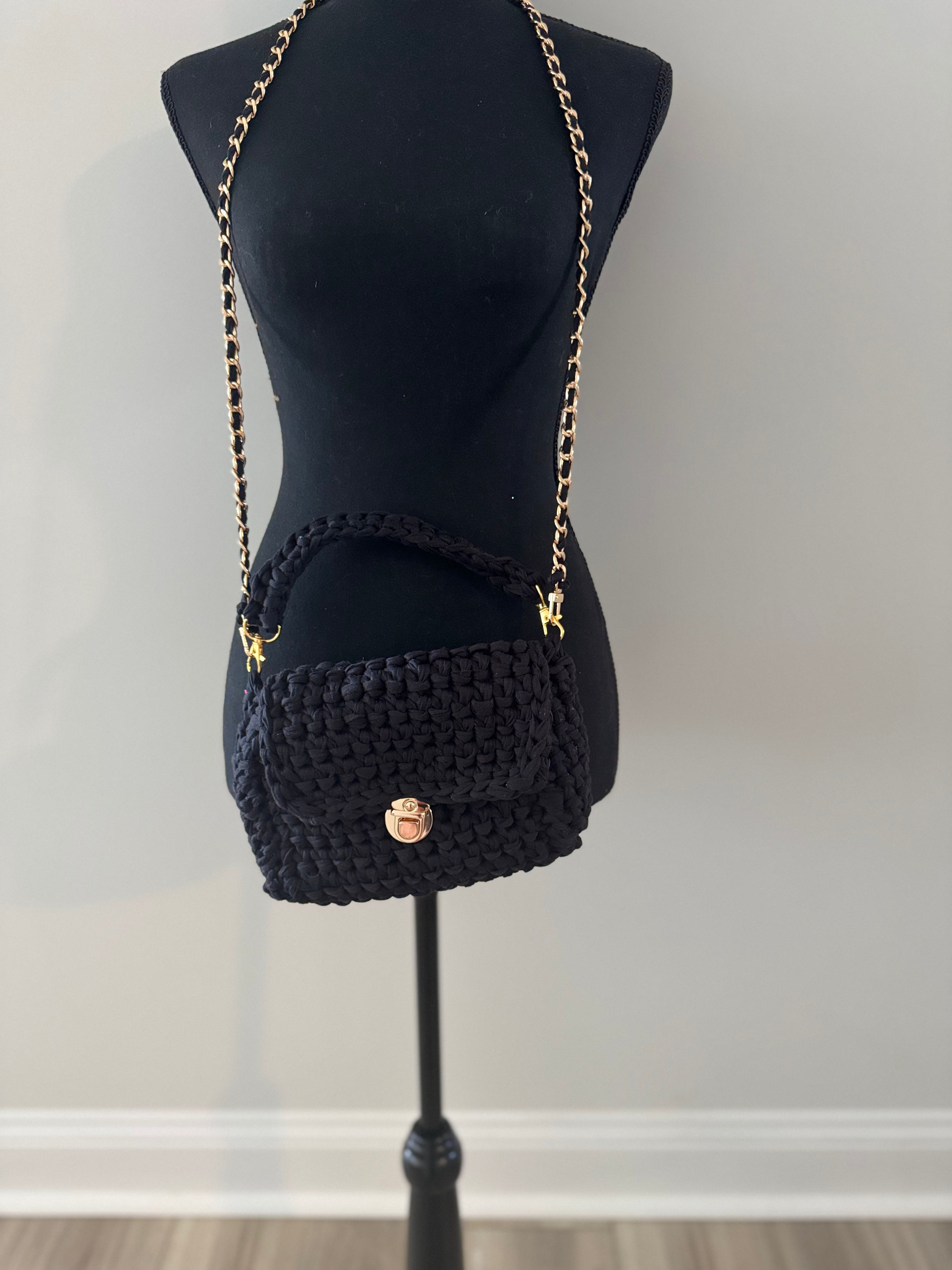 Handmade Crochet Black Purse