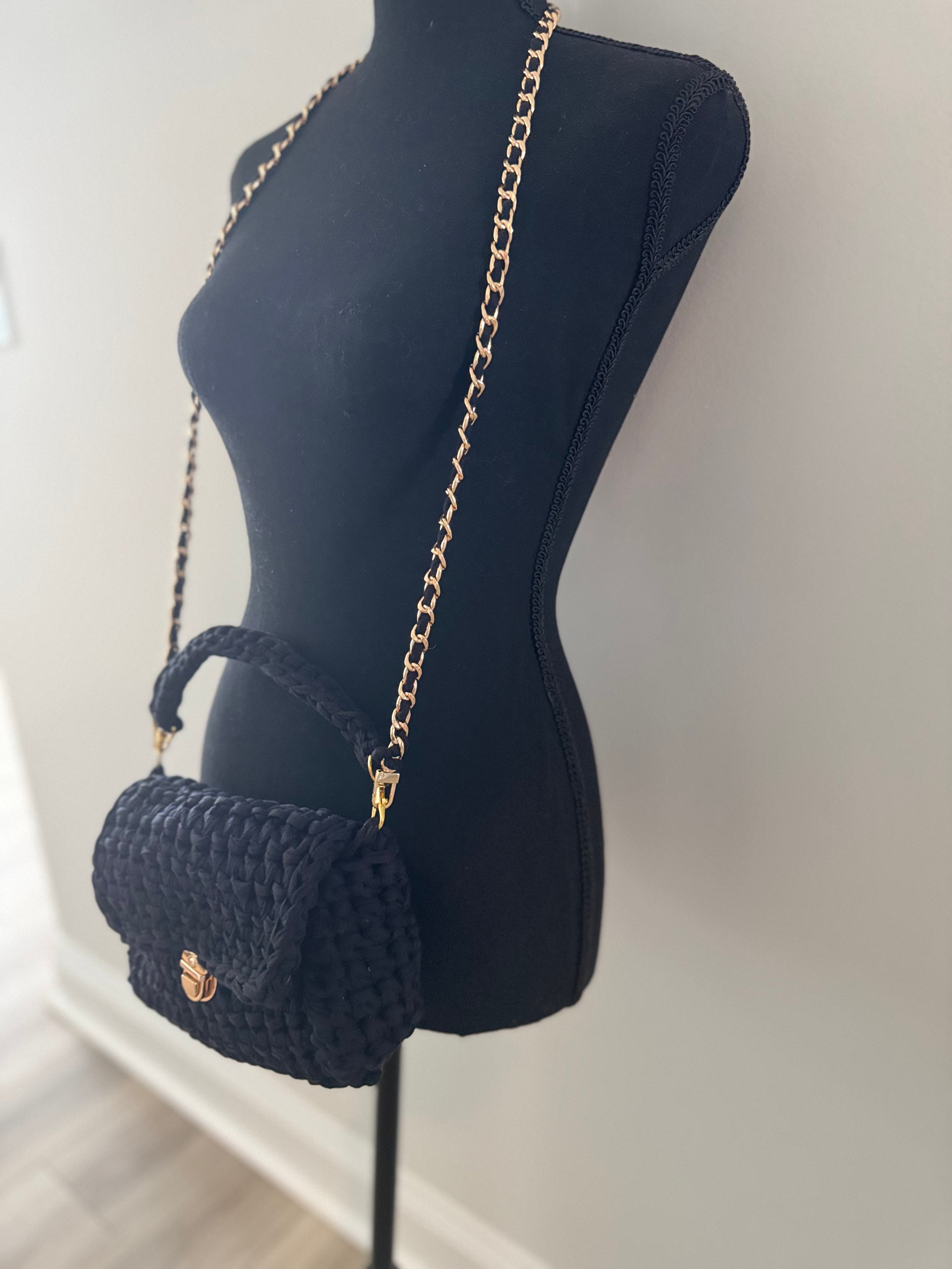 Handmade Crochet Black Purse