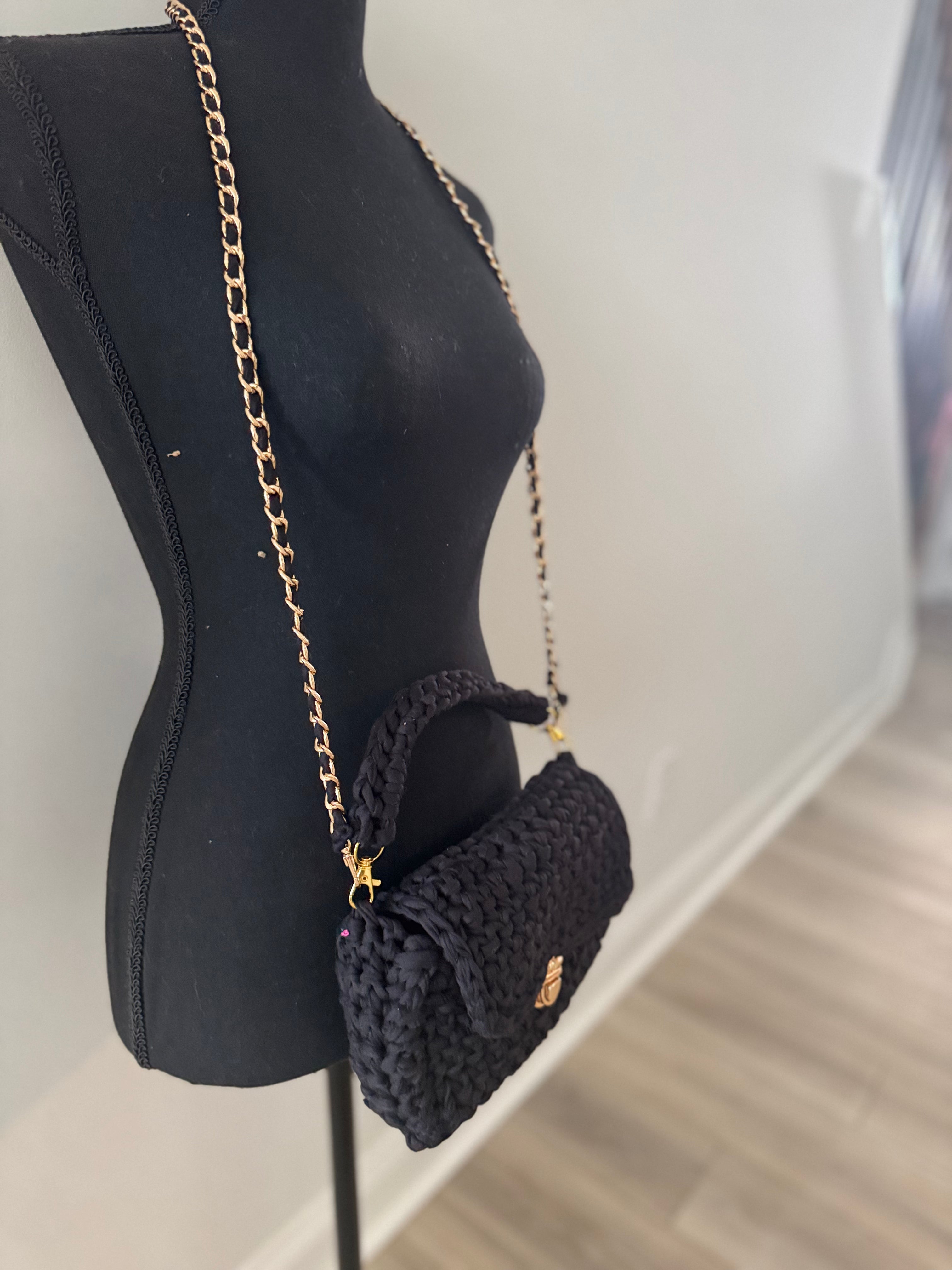 Handmade Crochet Black Purse