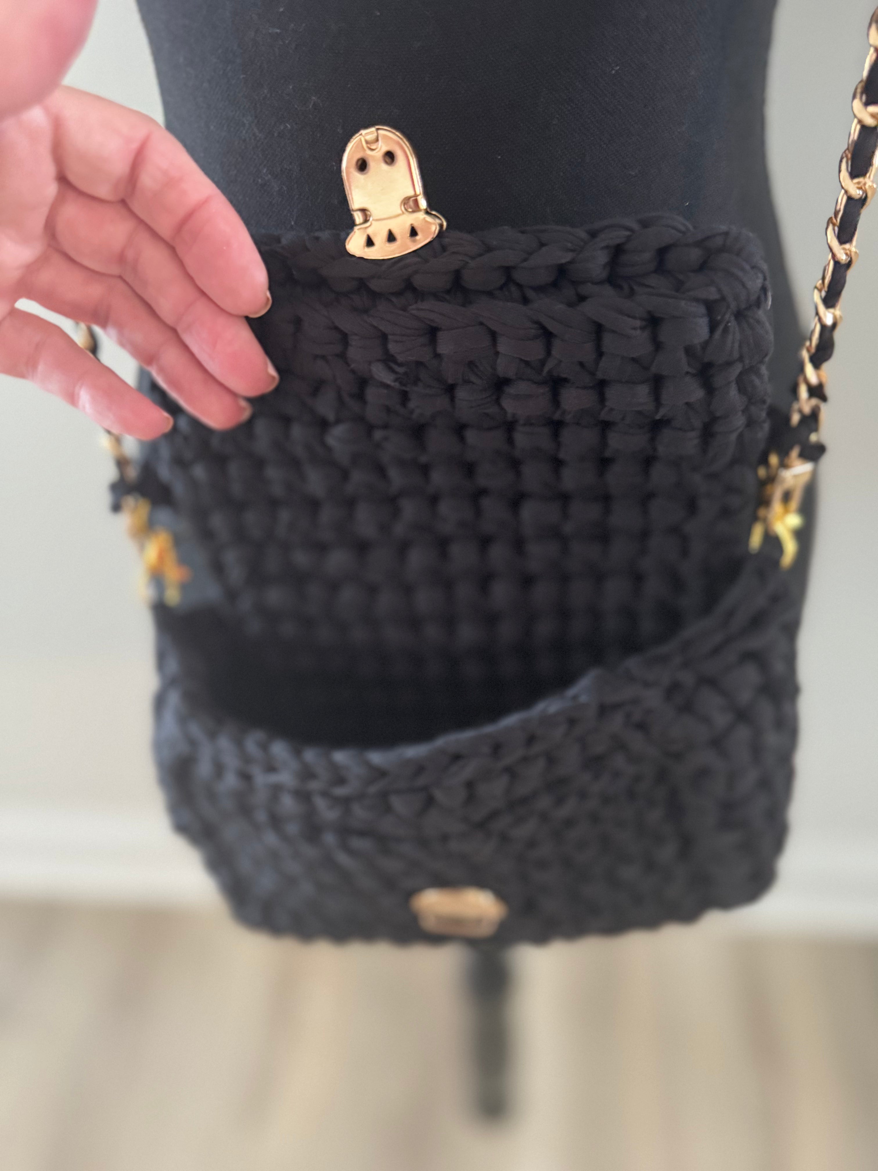 Handmade Crochet Black Purse