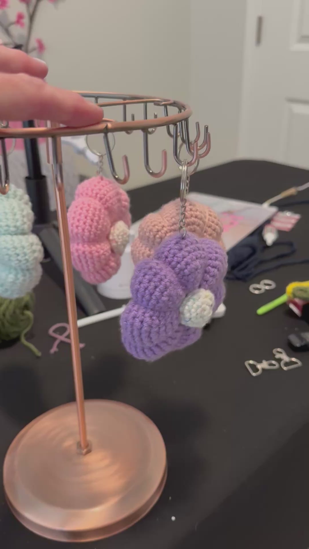 Handmade Crochet Flower Keychain